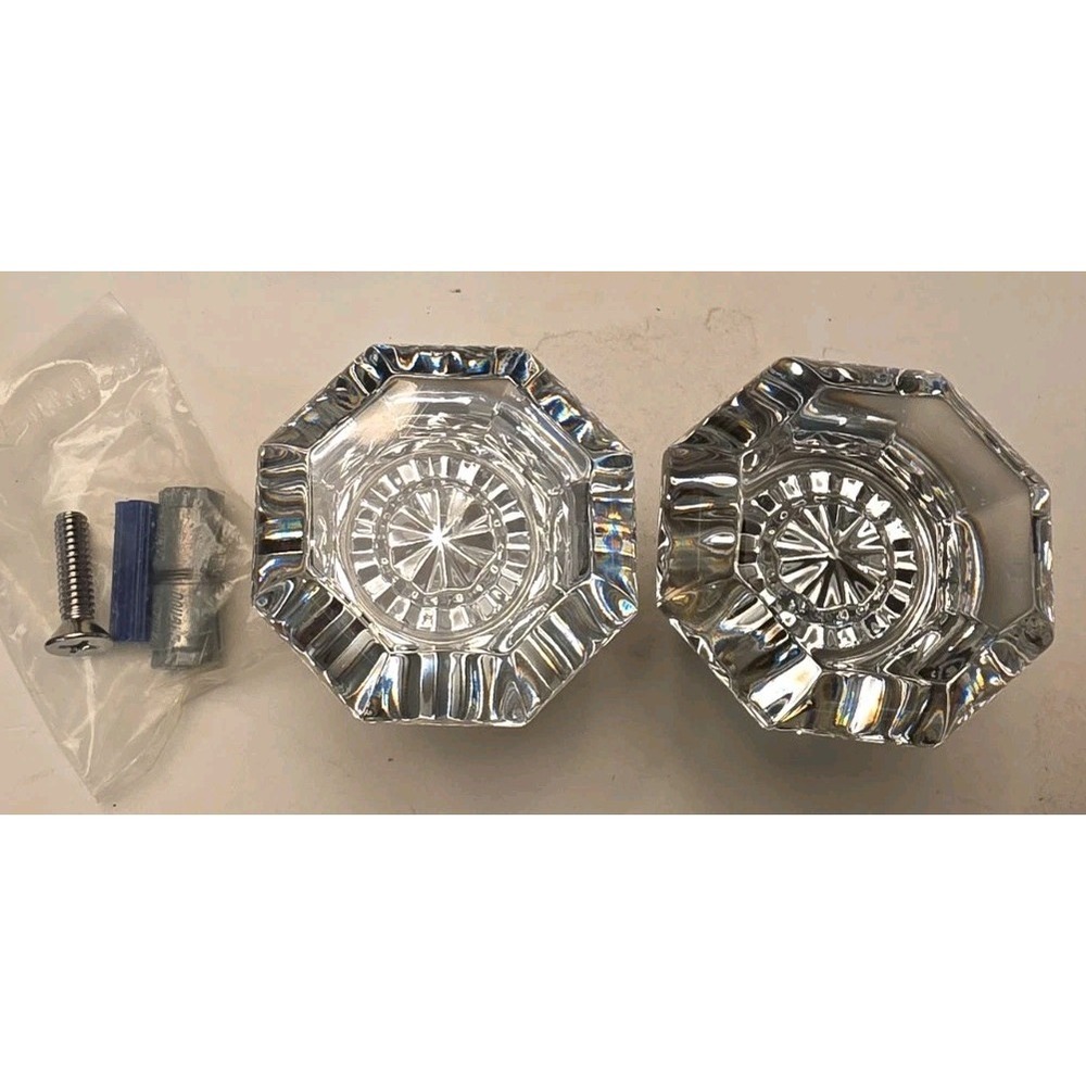 Baldwin 5080150MR Pair Fillmore Estate Door Knobs Satin Nickel Crystal